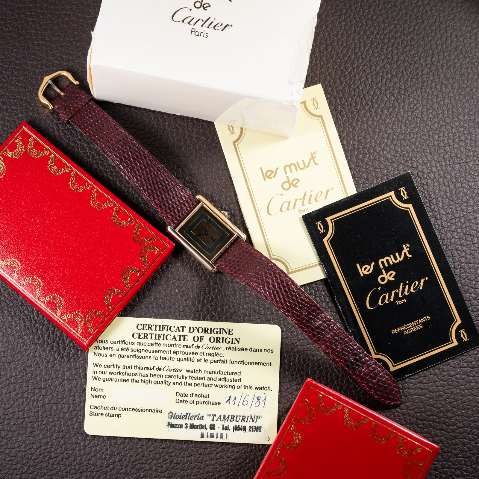 Cartier Tank Must de “Trinity” Mirror Dial GM Vermeil Full Set from 1981