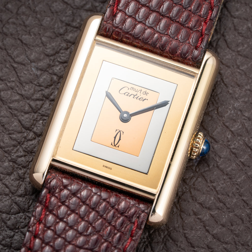 Cartier Tank Must de “Trinity” Mirror Dial GM Vermeil Full Set from 1981