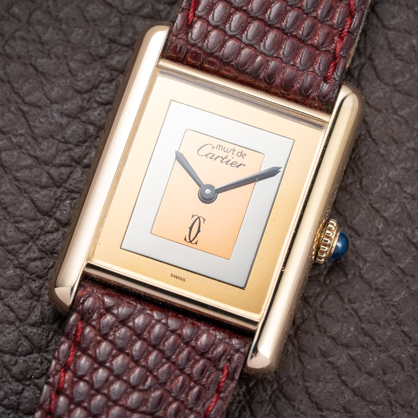 Cartier Tank Must de “Trinity” Mirror Dial GM Vermeil Full Set from 1981