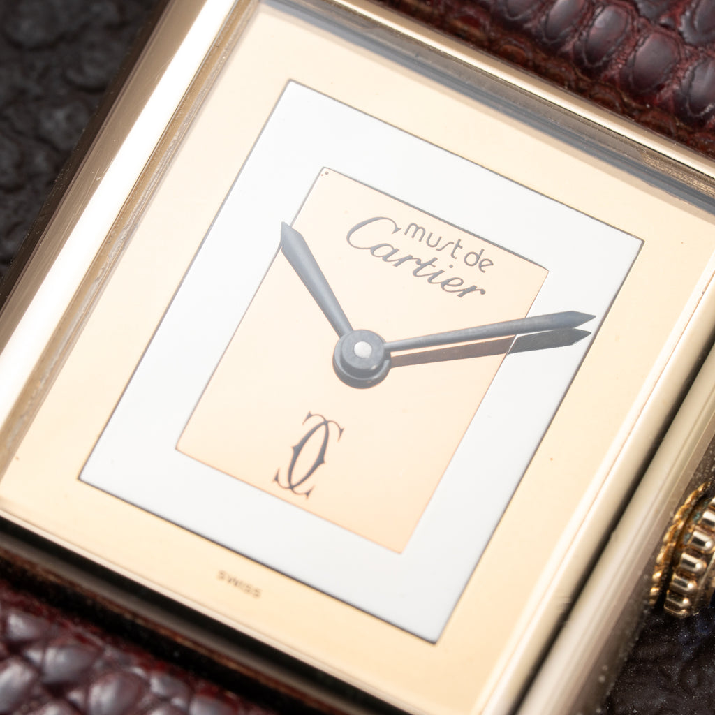 Cartier Tank Must de “Trinity” Mirror Dial GM Vermeil Full Set from 1981