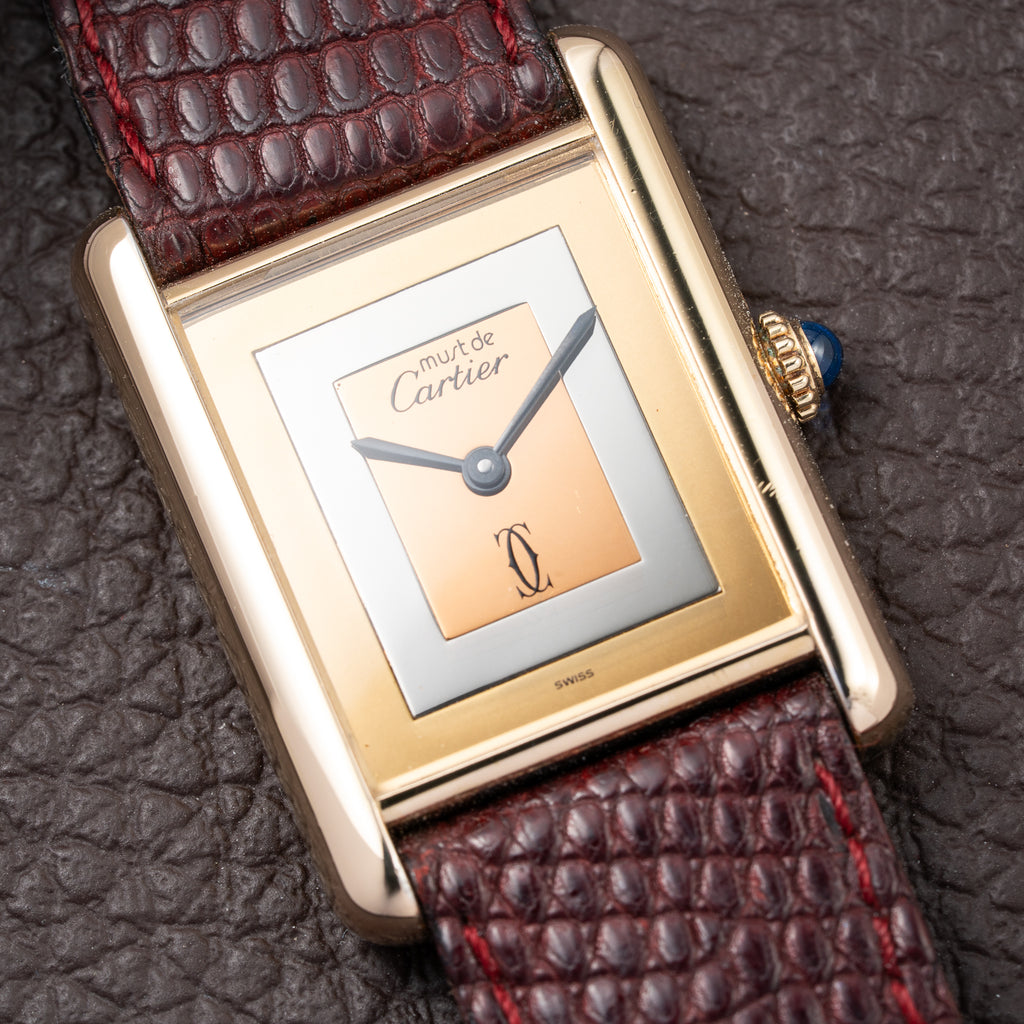 Cartier Tank Must de “Trinity” Mirror Dial GM Vermeil Full Set from 1981