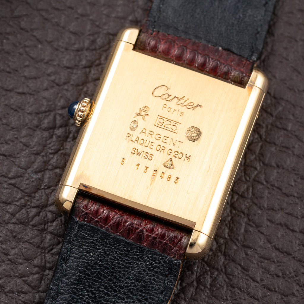 Cartier Tank Must de “Trinity” Mirror Dial GM Vermeil Full Set from 1981