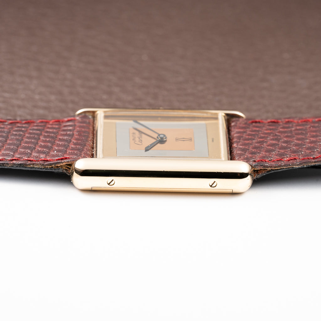 Cartier Tank Must de “Trinity” Mirror Dial GM Vermeil Full Set from 1981