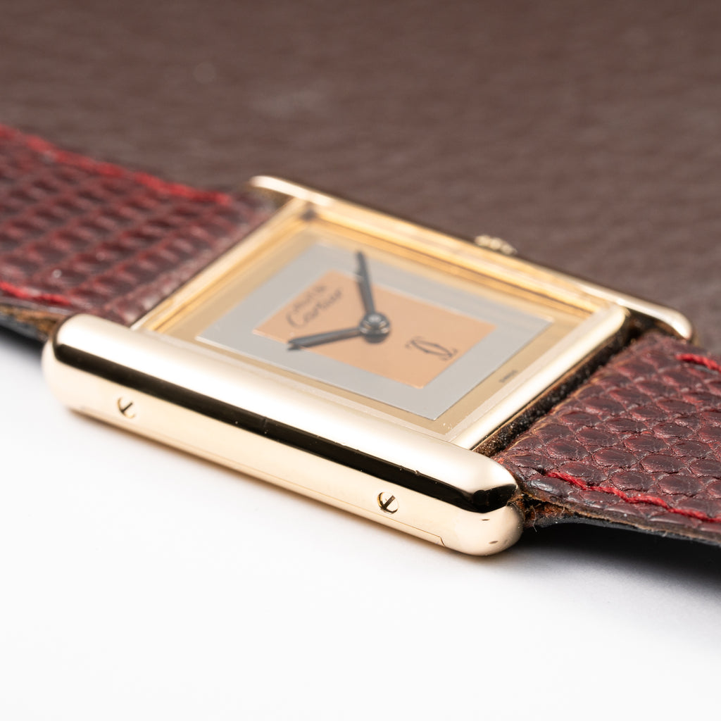 Cartier Tank Must de “Trinity” Mirror Dial GM Vermeil Full Set from 1981