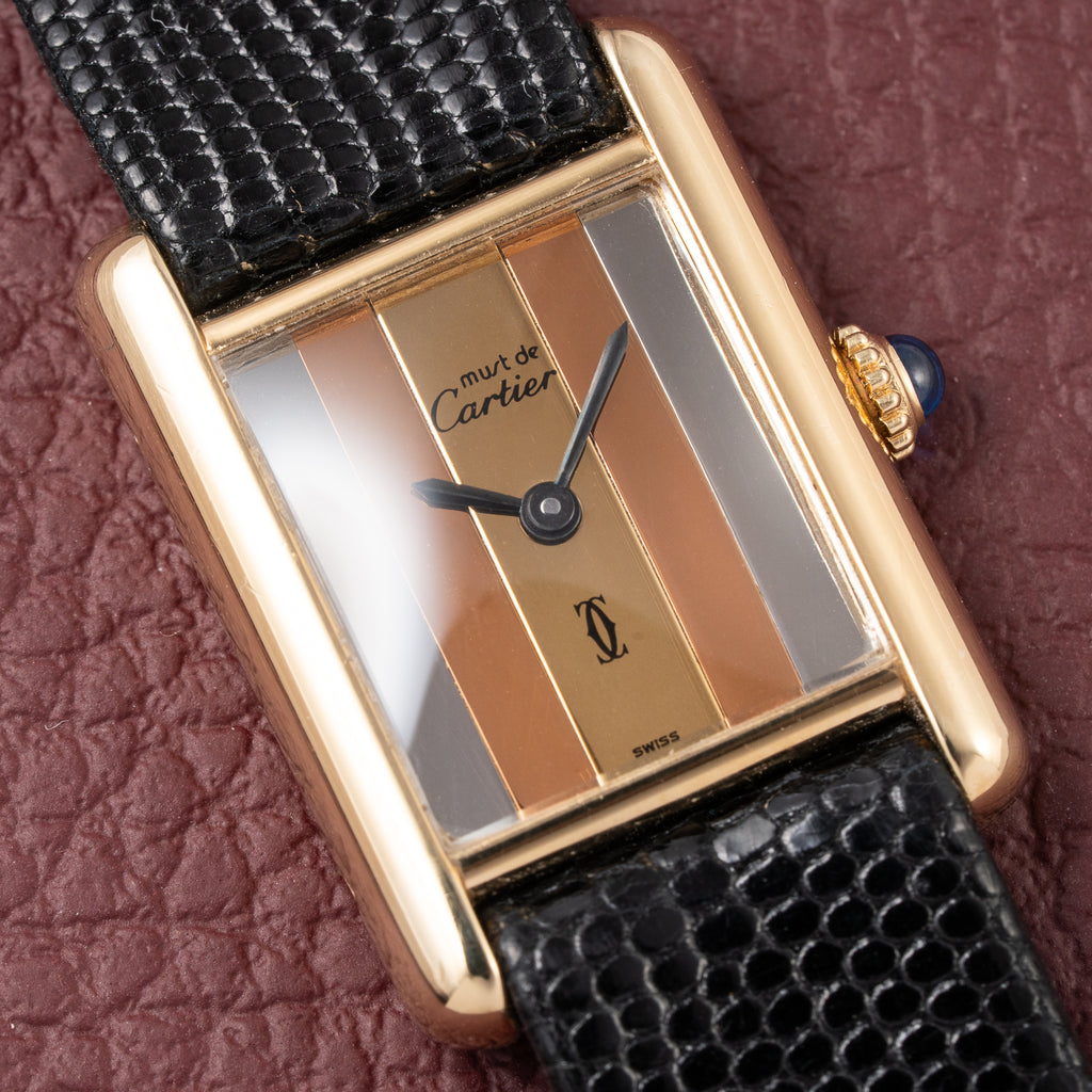 Cartier Tank Must de Trinity Mirror Dial Vermeil PM from 1980s