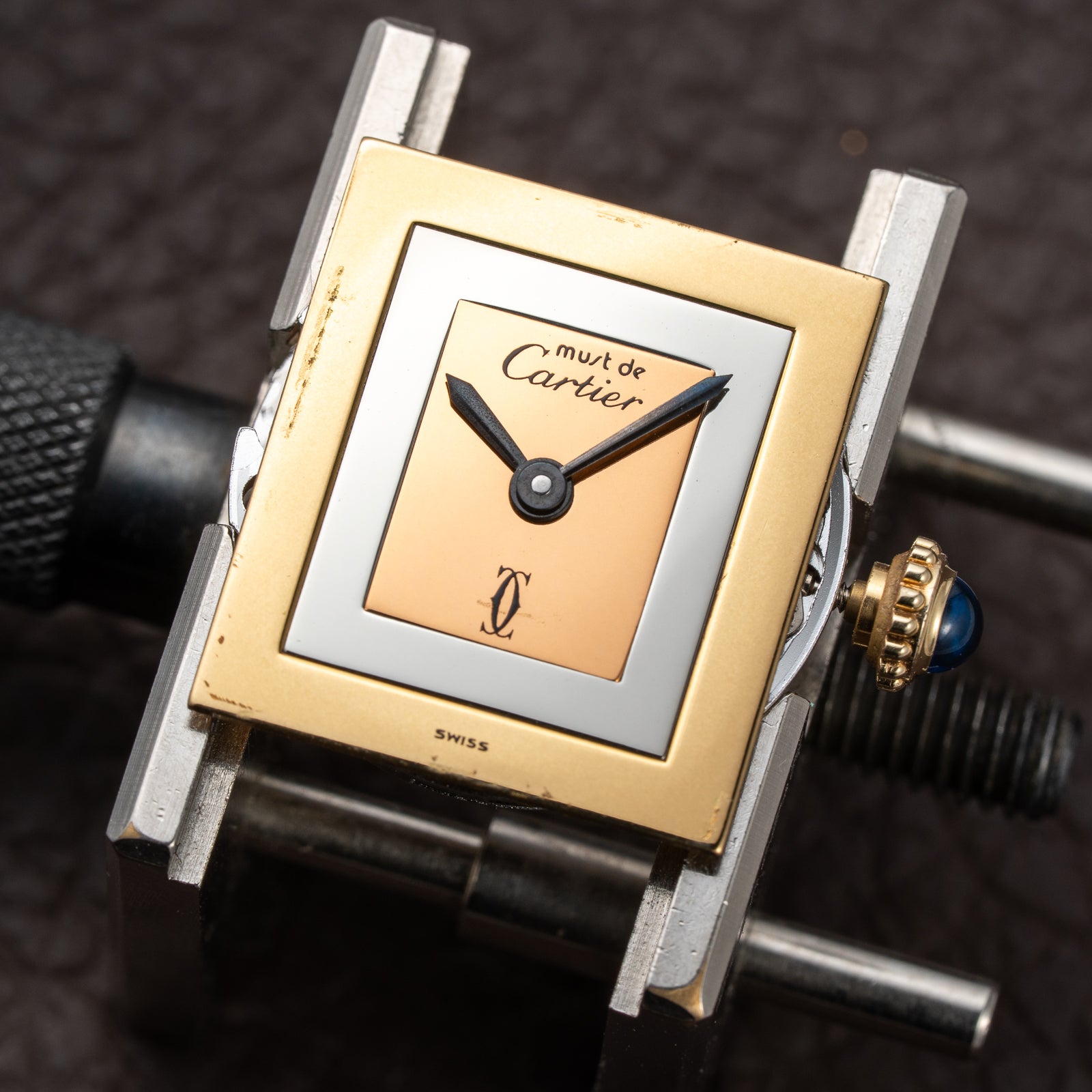 Cartier Tank Must de Trinity Mirror Dial Vermeil PM from 1980s