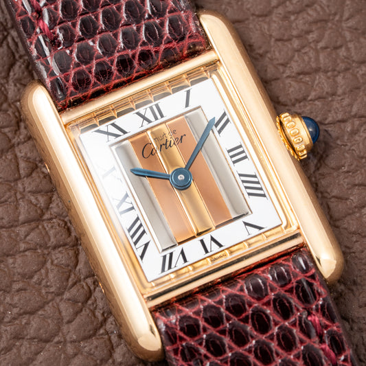 Cartier Tank Must de Vermeil ‘Trinity' Tricolor Dial PM Ref 5057001 from 1990s