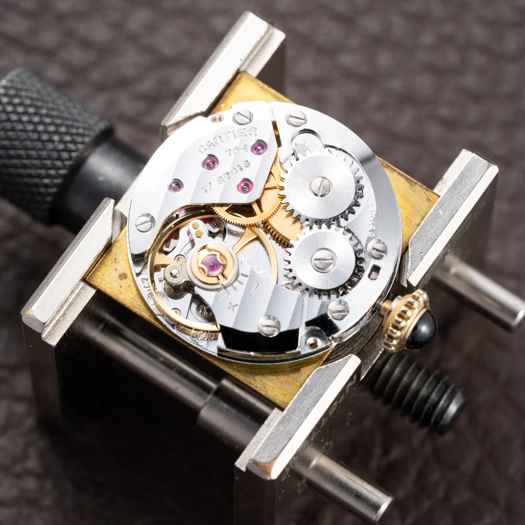Cartier Tank Must de ‘Turtle Shell’ Brown Wood Dial Vermeil PM from 1980s