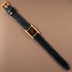 Cartier Tank Must de ‘Turtle Shell’ Brown Wood Dial Vermeil PM from 1980s