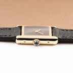 Cartier Tank Must de ‘Turtle Shell’ Brown Wood Dial Vermeil PM from 1980s