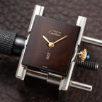 Cartier Tank Must de ‘Turtle Shell’ Brown Wood Dial Vermeil PM from 1980s