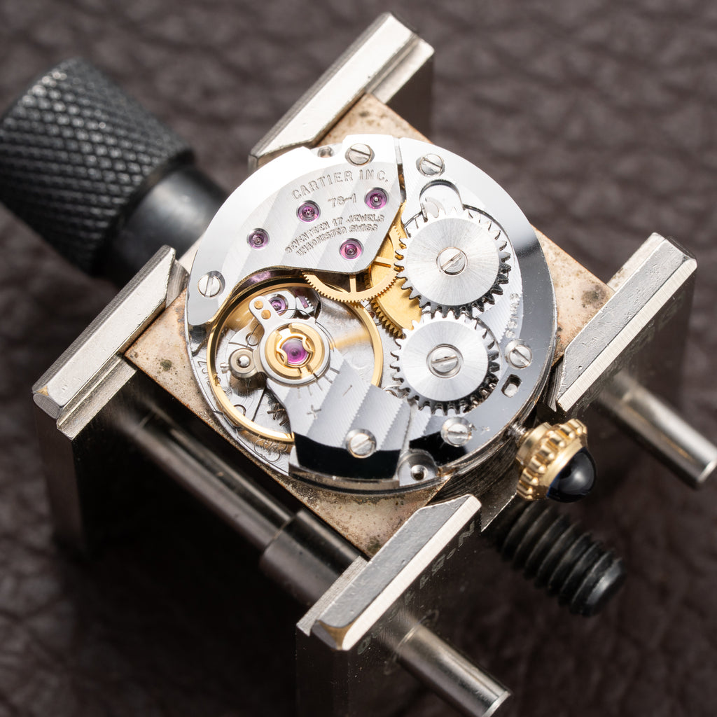 Cartier Tank Must de ‘Turtle Shell’ Brown Wood Dial Vermeil PM from 1980s