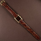 Cartier Tank Must de ‘Turtle Shell’ Brown Wood Dial Vermeil PM from 1980s