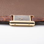 Cartier Tank Must de ‘Turtle Shell’ Brown Wood Dial Vermeil PM from 1980s