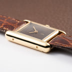 Cartier Tank Must de ‘Turtle Shell’ Brown Wood Dial Vermeil PM from 1980s