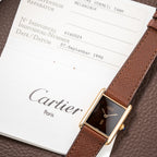 Cartier Tank Must de Vermeil ‘Turtle Shell’ Brown Wood Dial GM 1980s