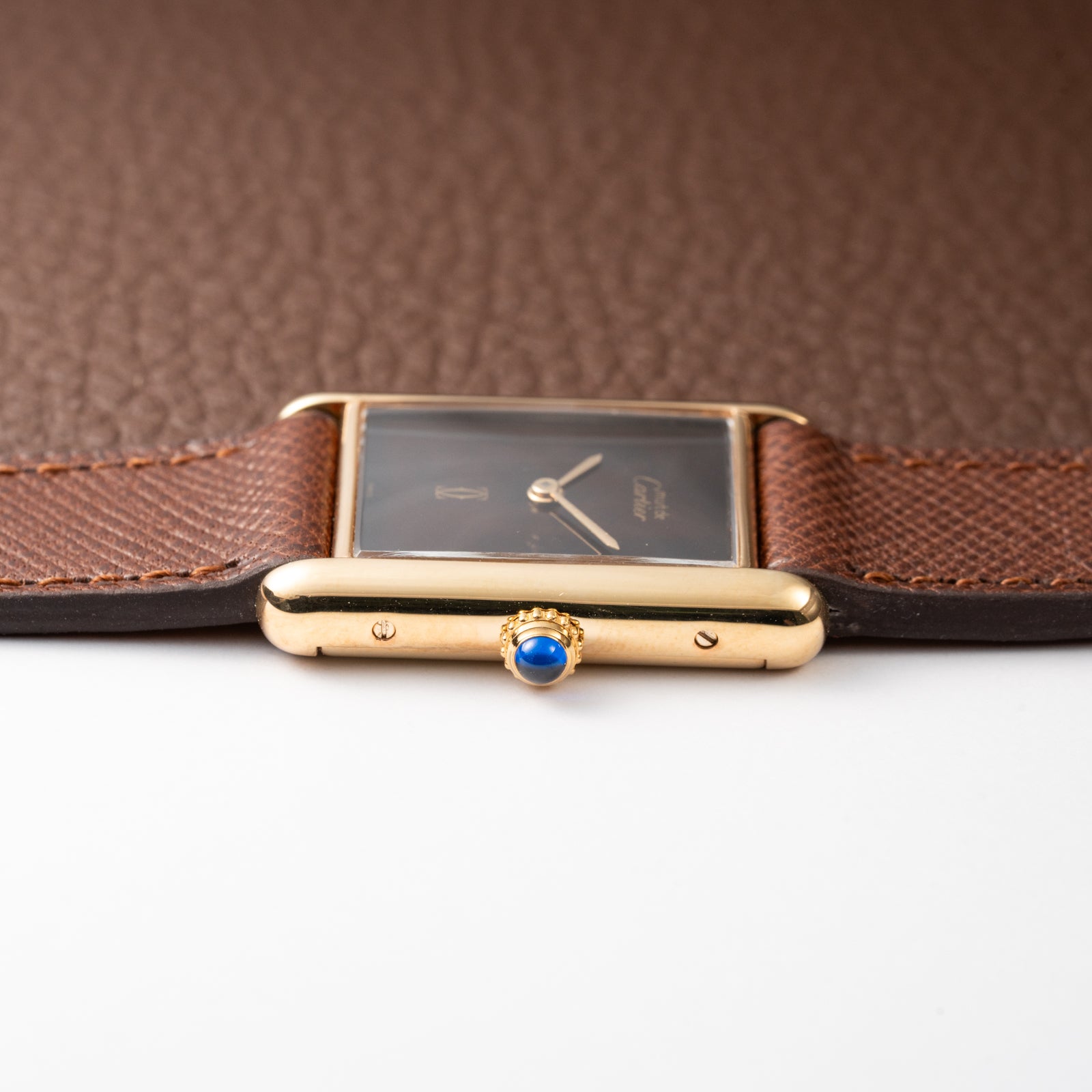 Cartier Tank Must de Vermeil ‘Turtle Shell’ Brown Wood Dial GM 1980s