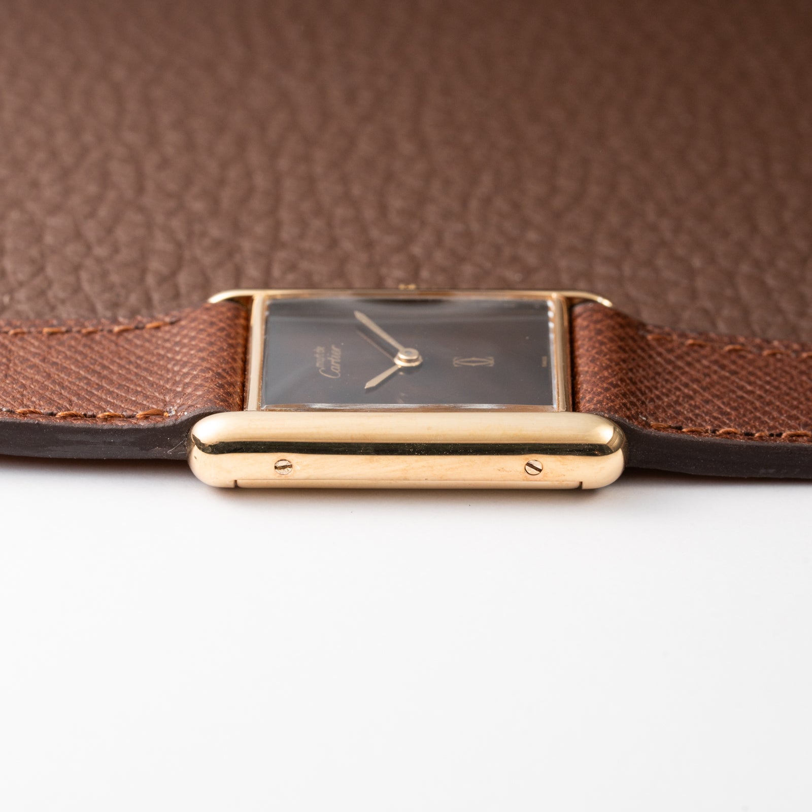 Cartier Tank Must de Vermeil ‘Turtle Shell’ Brown Wood Dial GM 1980s
