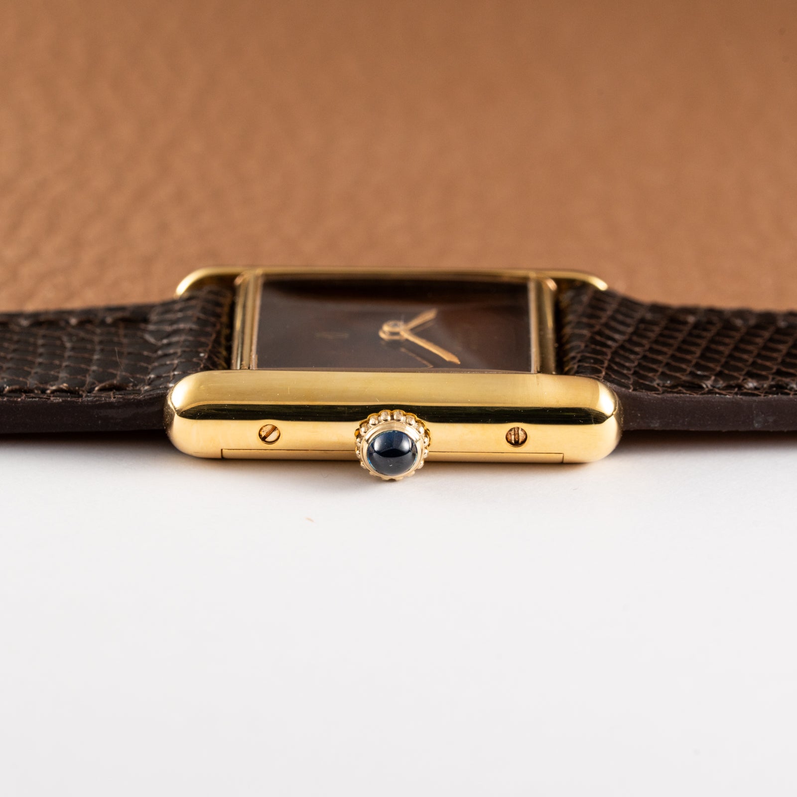 Cartier Tank Must de Vermeil ‘Turtle Shell’ Brown Wood Dial PM 1980s