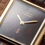 Cartier Tank Must de Vermeil ‘Turtle Shell’ Brown Wood Dial PM from 1980s