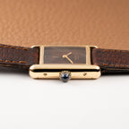 Cartier Tank Must de Vermeil ‘Turtle Shell’ Brown Wood Dial PM from 1980s