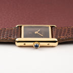Cartier Tank Must de Vermeil ‘Turtle Shell’ Brown Wood Dial PM from 1980s