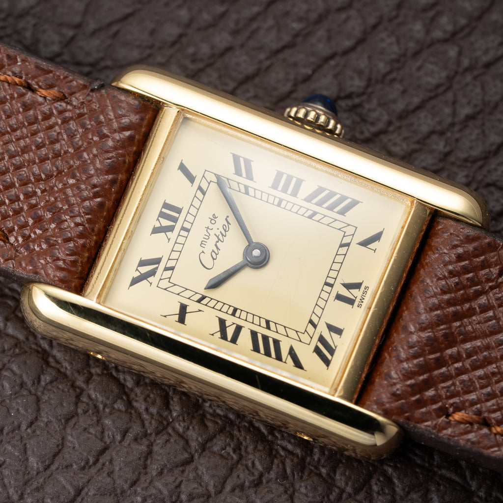 Cartier Tank Must de Lemon Roman Dial Vermeil PM from 1980s