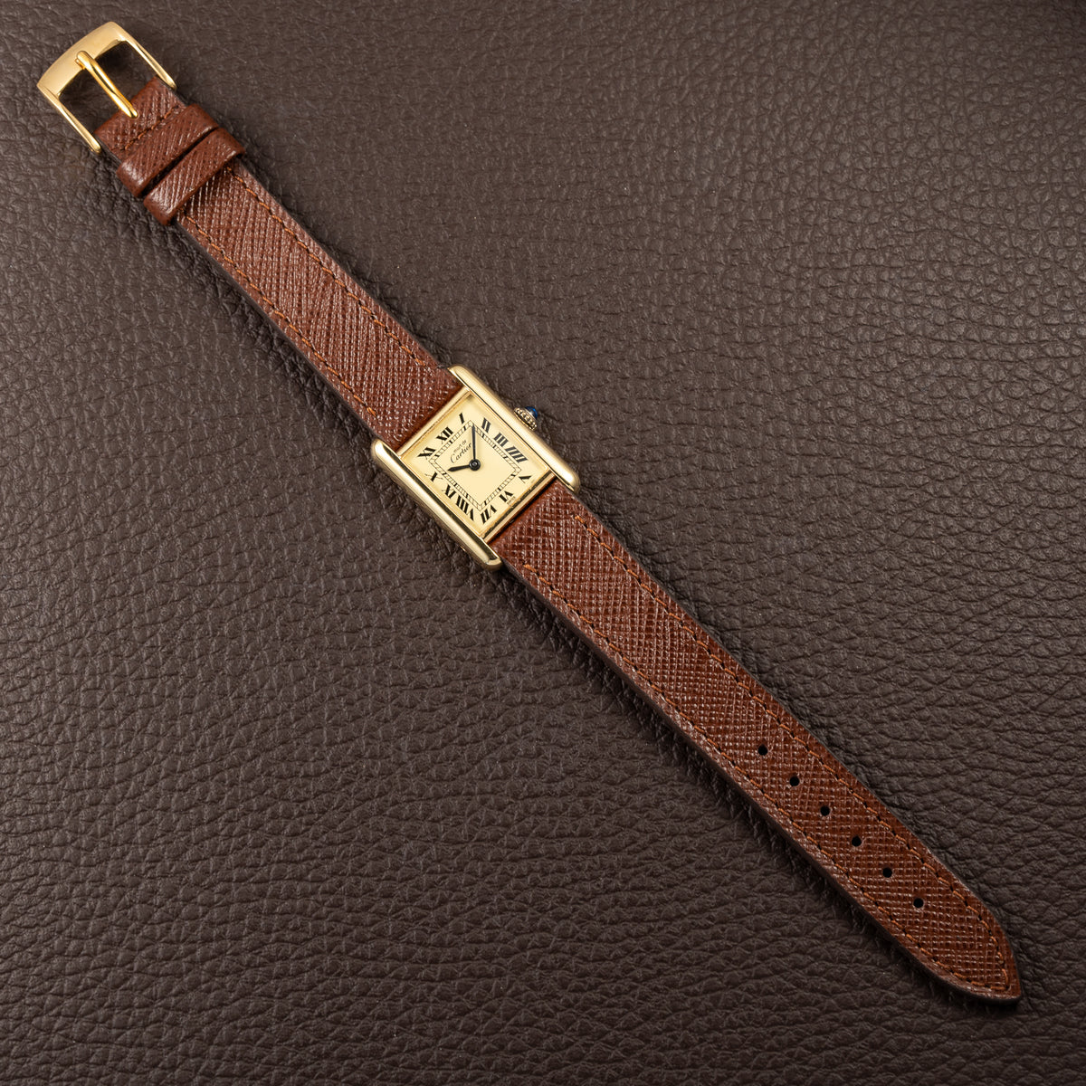Cartier Tank Must de Lemon Roman Dial Vermeil PM from 1980s