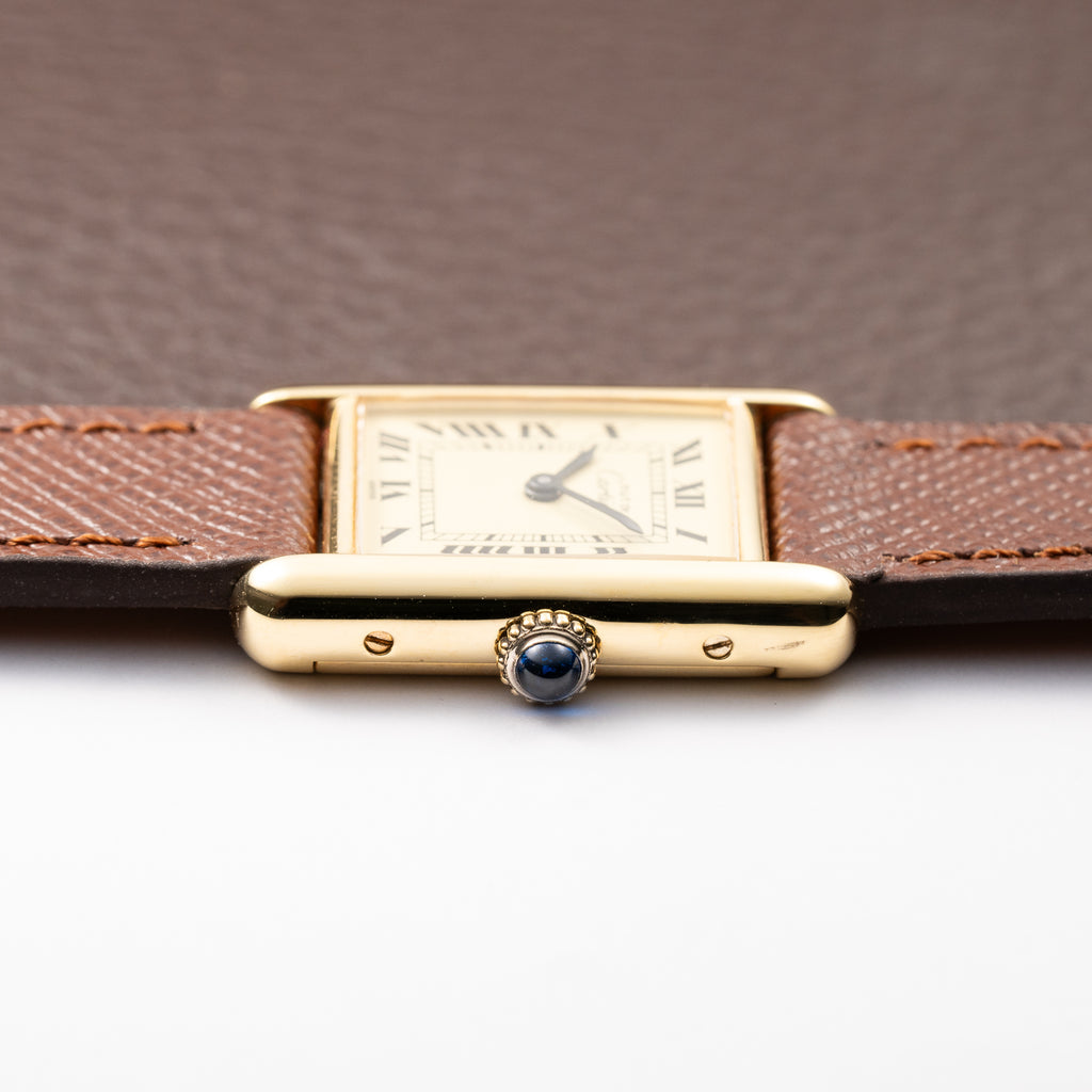 Cartier Tank Must de Lemon Roman Dial Vermeil PM from 1980s