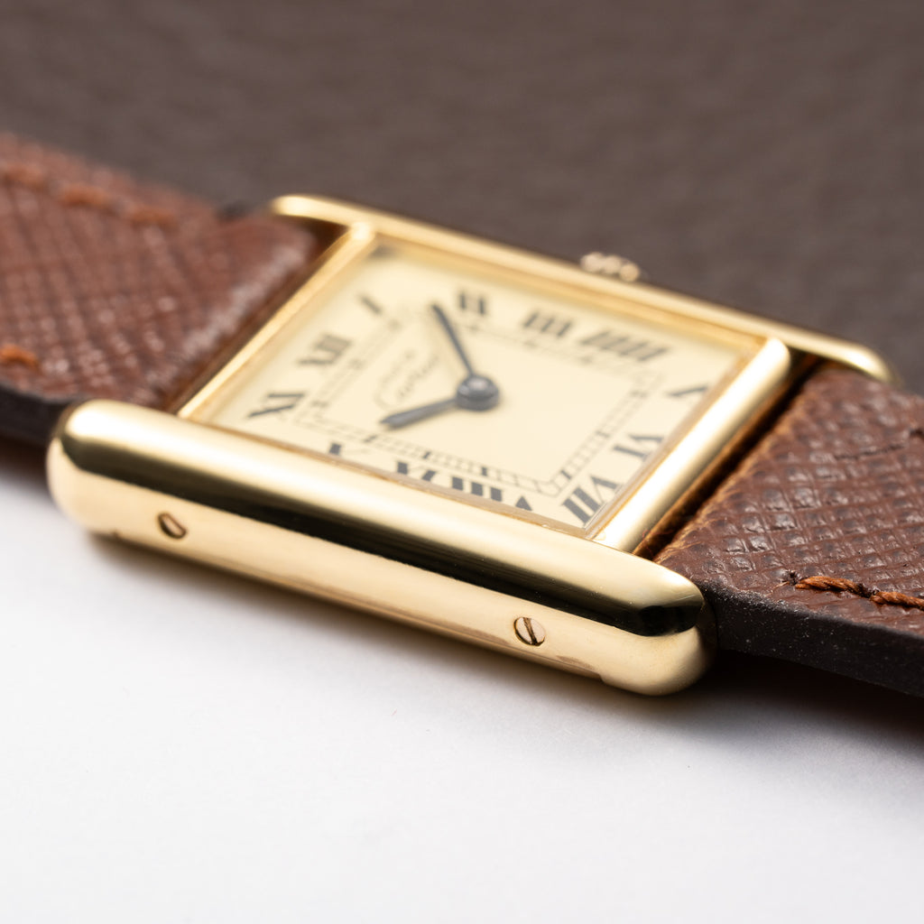 Cartier Tank Must de Lemon Roman Dial Vermeil PM from 1980s