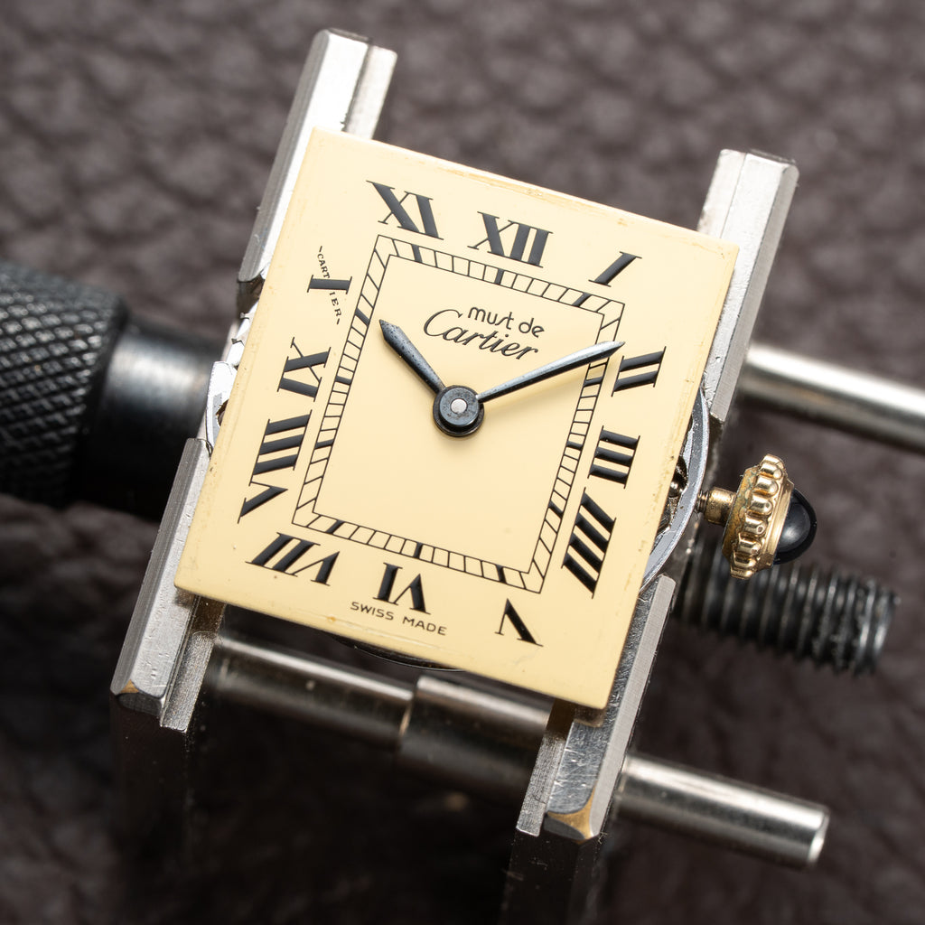 Cartier Tank Must de Roman Lemon Dial Vermeil PM 1980s