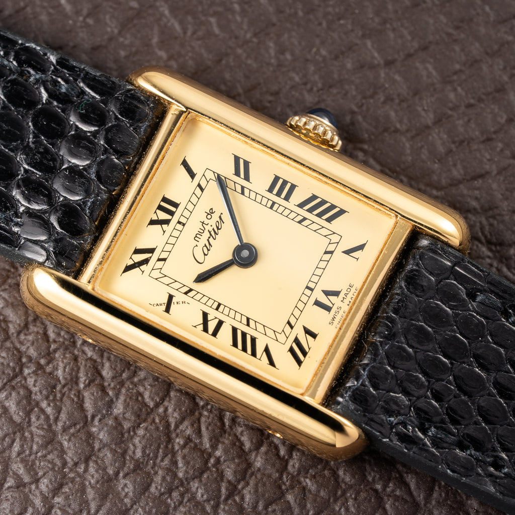 Cartier Tank Must de Roman Lemon Dial Vermeil PM 1980s