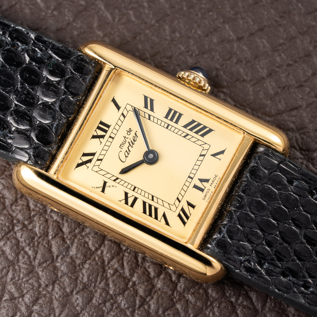 Cartier Tank Must de Roman Lemon Dial Vermeil PM 1980s