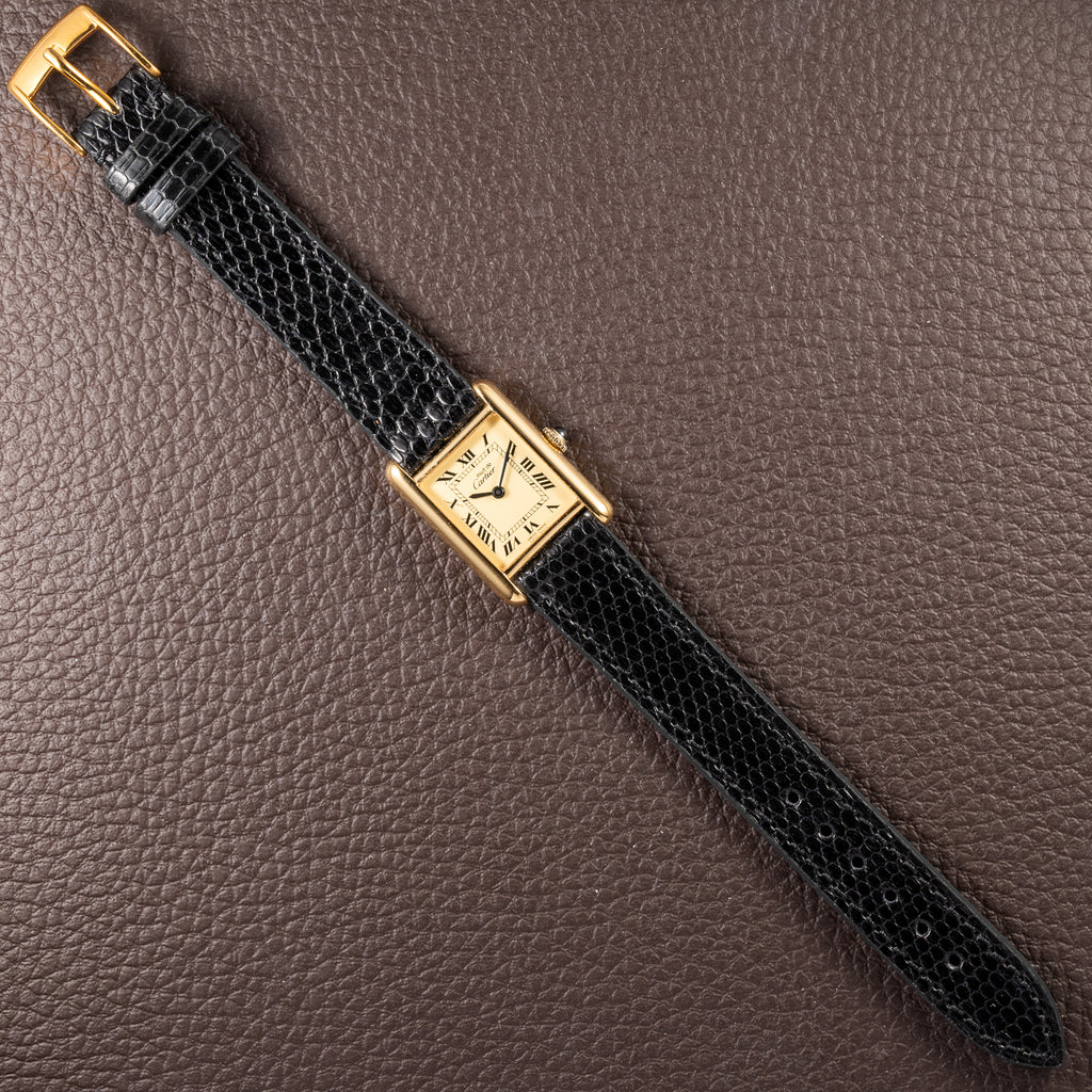 Cartier Tank Must de Roman Lemon Dial Vermeil PM 1980s