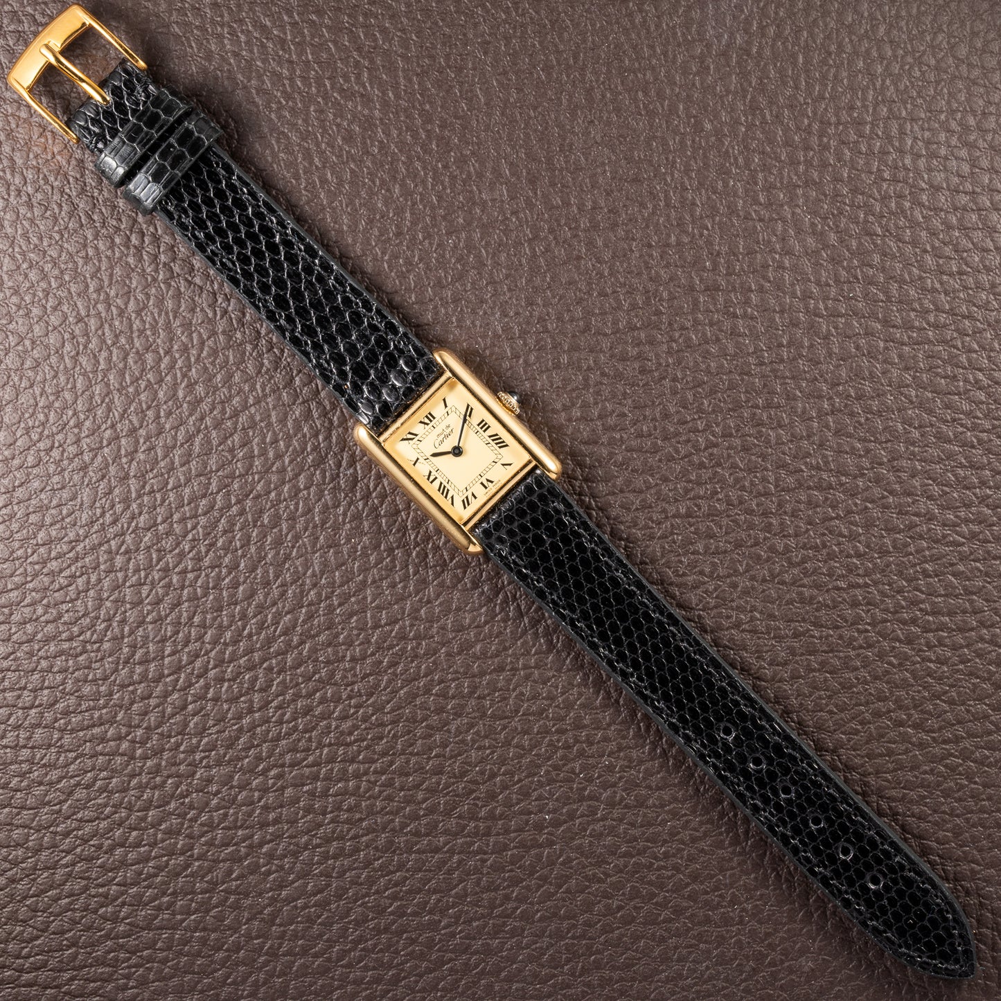 Cartier Tank Must de Roman Lemon Dial Vermeil PM 1980s