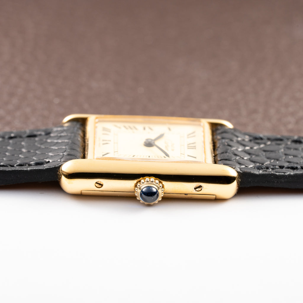 Cartier Tank Must de Roman Lemon Dial Vermeil PM 1980s