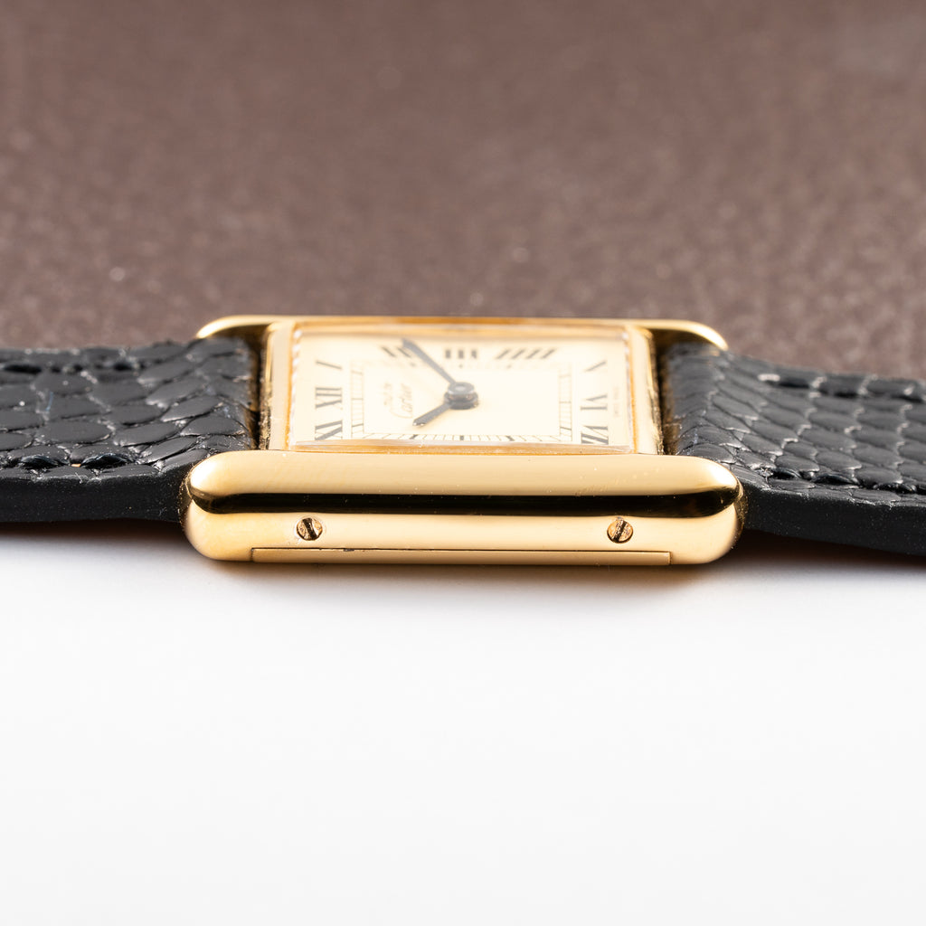 Cartier Tank Must de Roman Lemon Dial Vermeil PM 1980s