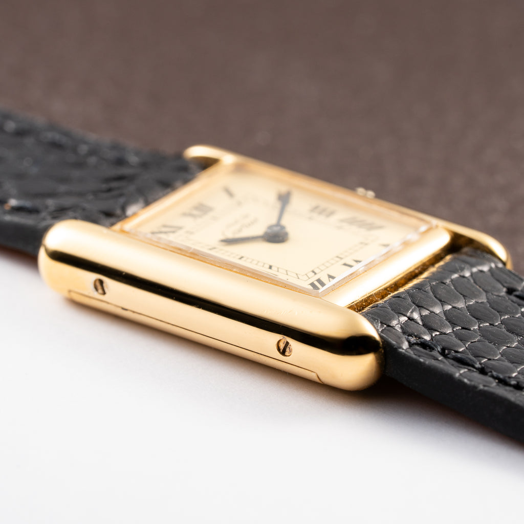 Cartier Tank Must de Roman Lemon Dial Vermeil PM 1980s