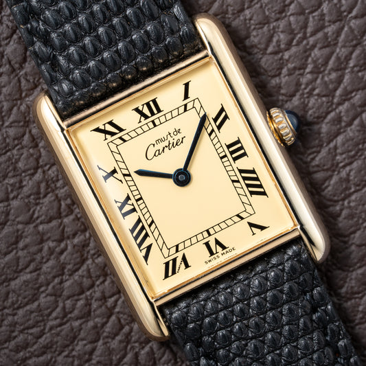Cartier Must de Tank Vermeil Lemon Roman GM 1990s