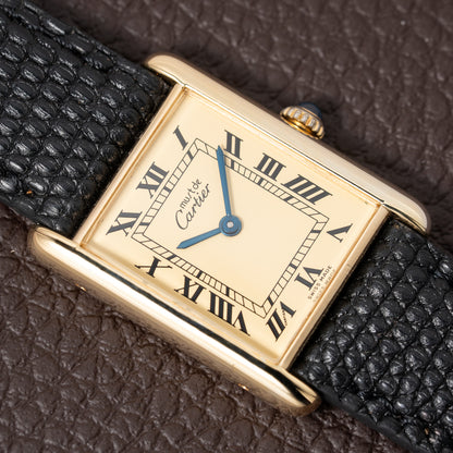 Cartier Must de Tank Vermeil Lemon Roman GM 1990s