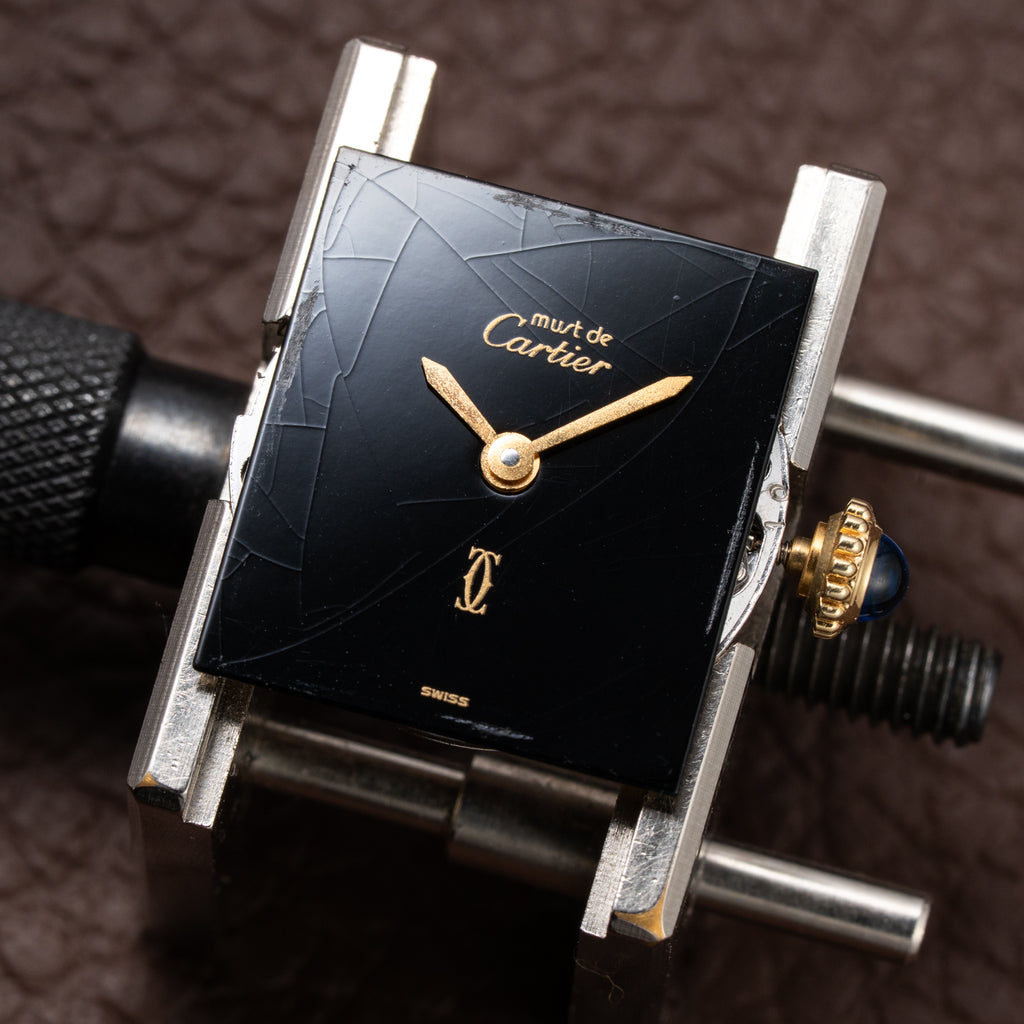 Cartier Tank Must de Vermeil Black 'onyx' Dial PM 1980s