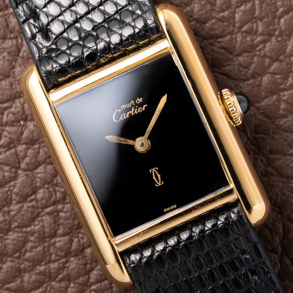 Cartier Tank Must de Vermeil Black 'onyx' Dial PM 1980s
