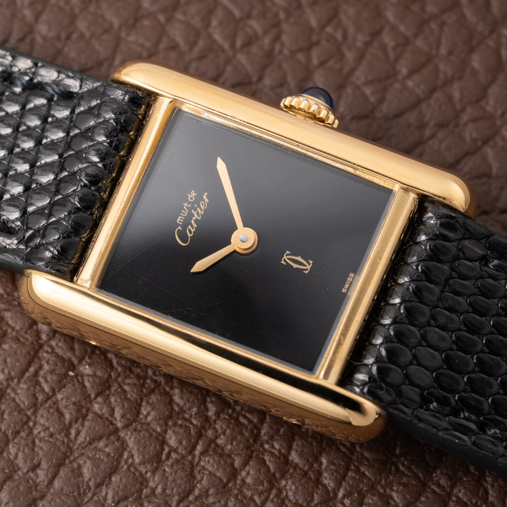 Cartier Tank Must de Vermeil Black 'onyx' Dial PM 1980s