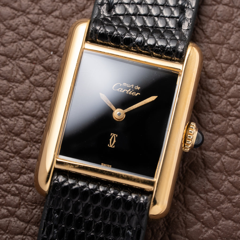 Cartier Tank Must de Vermeil Black 'onyx' Dial PM 1980s
