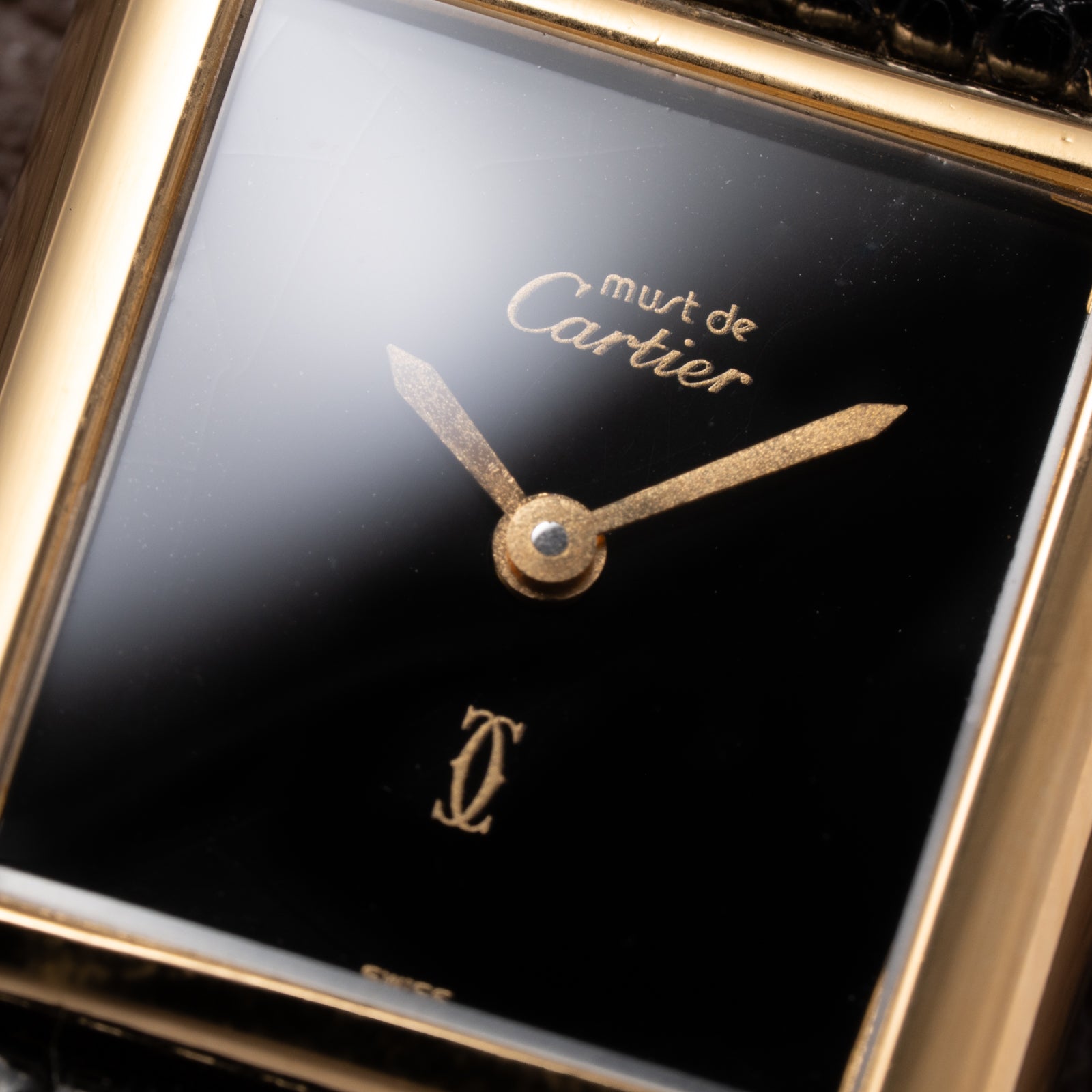 Cartier Tank Must de Vermeil Black 'onyx' Dial PM 1980s