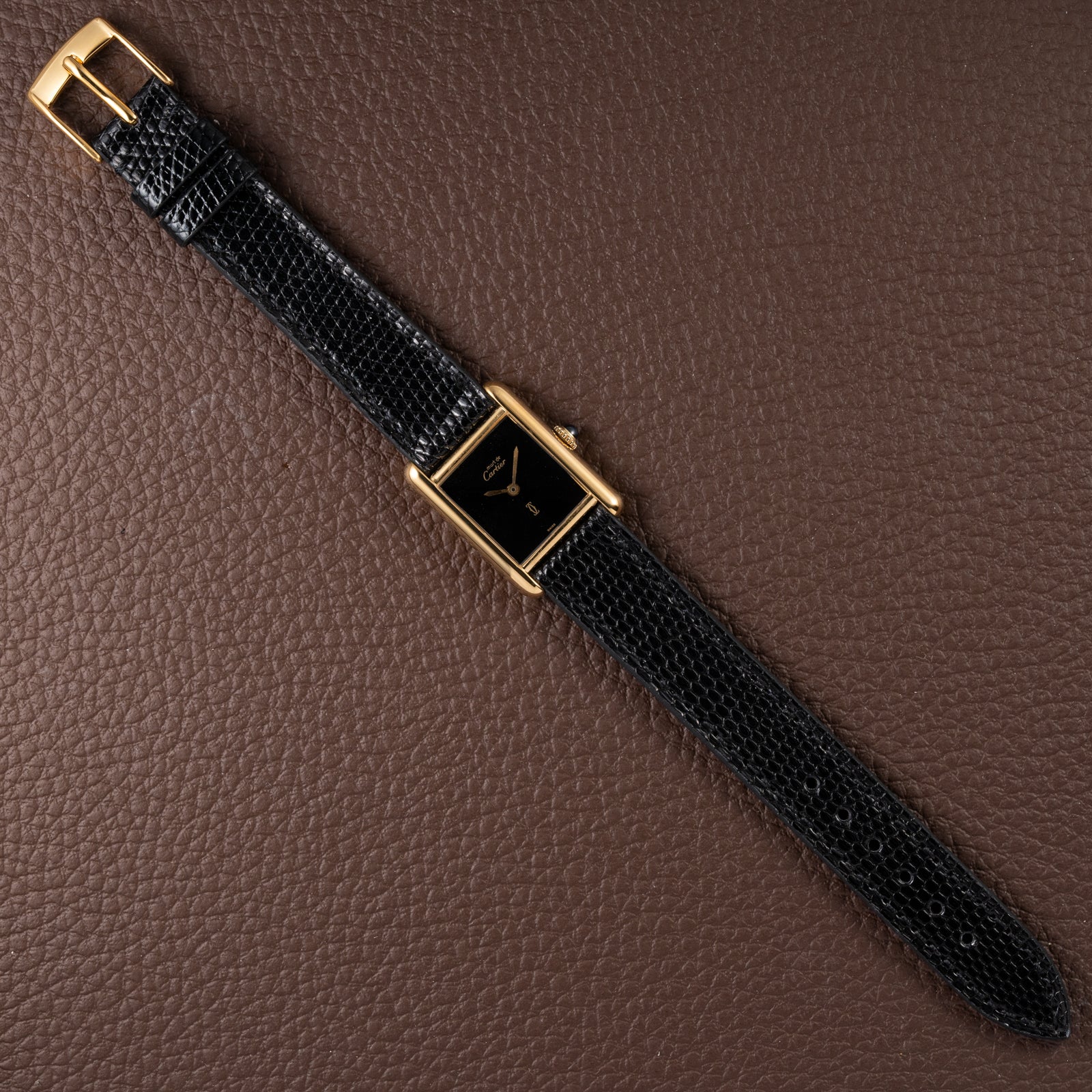 Cartier Tank Must de Vermeil Black 'onyx' Dial PM 1980s