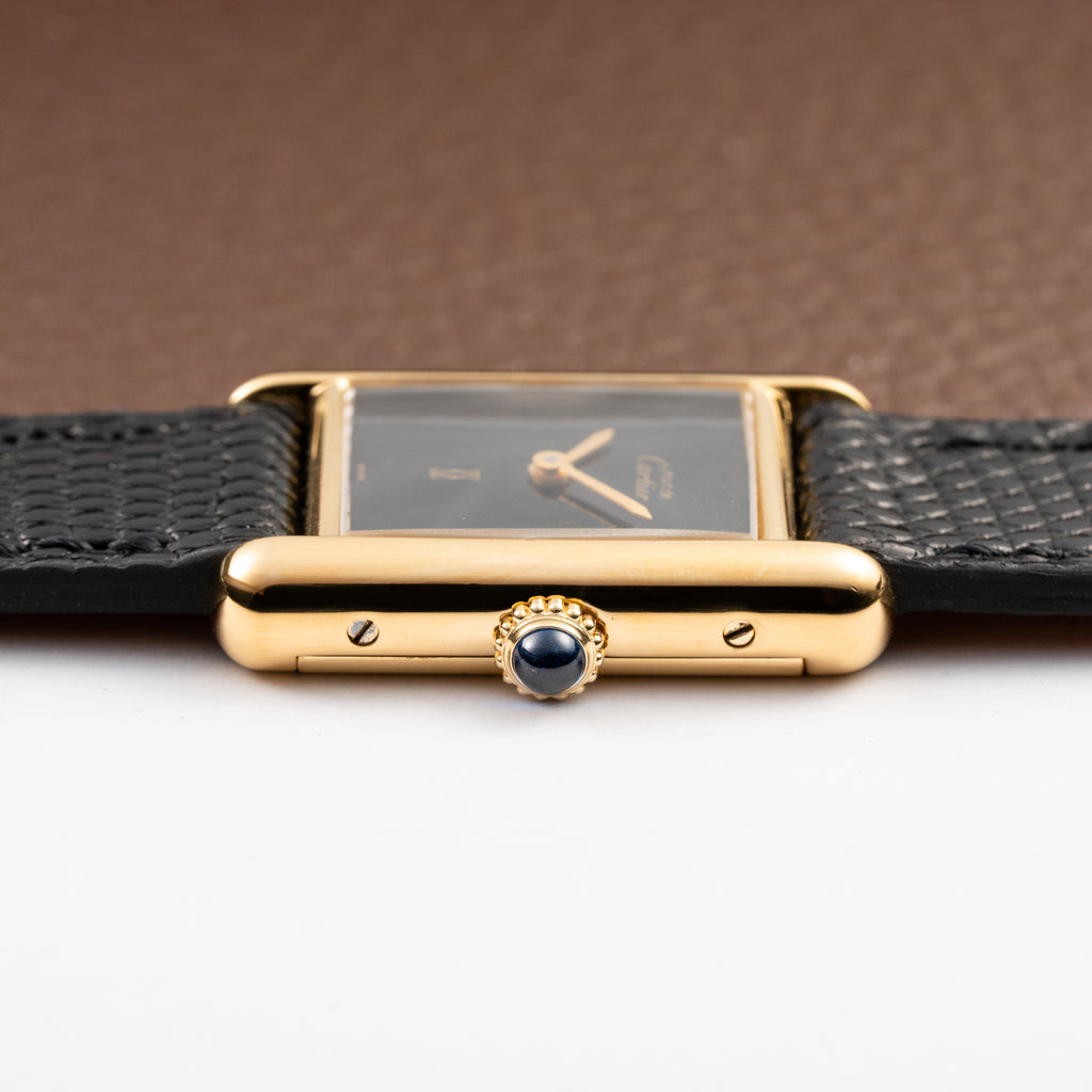 Cartier Tank Must de Vermeil Black 'onyx' Dial PM 1980s