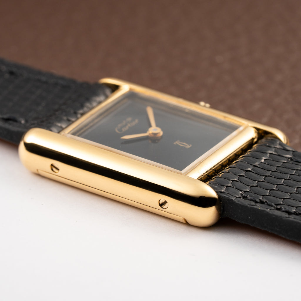 Cartier Tank Must de Vermeil Black 'onyx' Dial PM 1980s