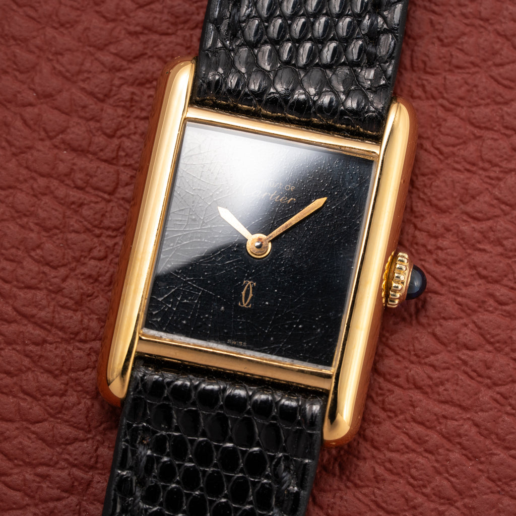 Cartier Tank Must de Vermeil Black 'onyx' Dial PM 1980s
