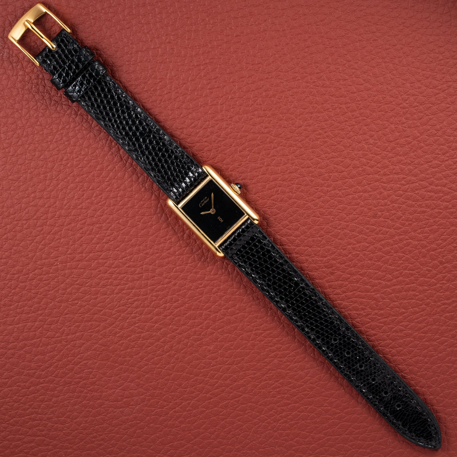 Cartier Tank Must de Vermeil Black 'onyx' Dial PM 1980s